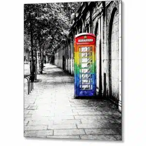 Rainbow Pride Colors British Phone Booth Metal Print