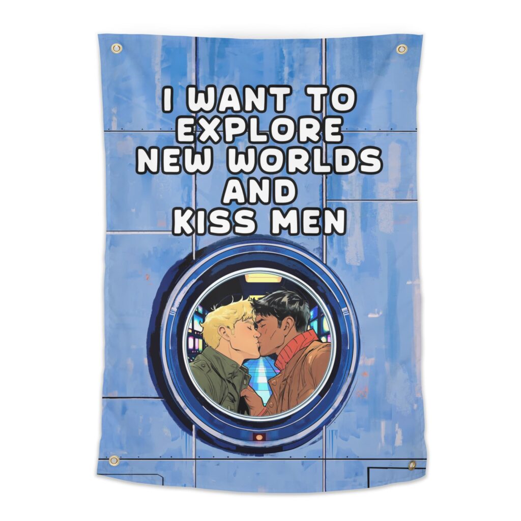 Printed Tapestry Wall Hanging featuring this geeky gay design - great for your dorm room!