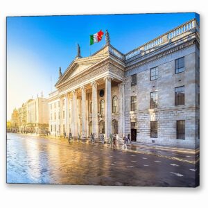 Dublin General Post Office Canvas Print featuring the bright beginning of a new day