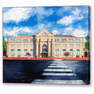 Historic Macon Georgia canvas print featuring a sunny daytime view of the beau arts architecture of Terminal Station on Cherry Street in downtown